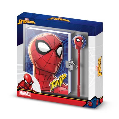 Karactermania детски комплект дневник 100 листа и химикалка в кутия SPIDERMAN Sides, 04454,  момче, синьо и червено 04454