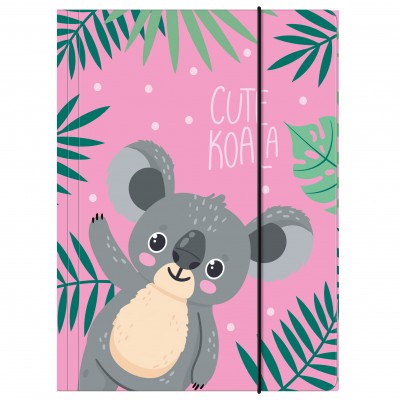 Папка с ластик KOALA 10, 104000, момиче, розова, многоцветна 104000