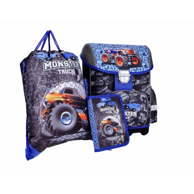 ABC123 Ученическа ергономична раница MONSTER TRUCK Комплект 3 в 1, 831099, за момче 831099 ABC123 Ученическа ергономична раница MONSTER TRUCK Комплект 3 в 1, 831099, за момче 831099