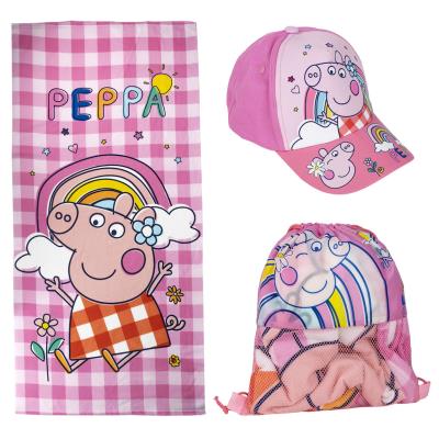 Cerda, PEPPA PIG детсски комплект шапка и плажна кърпа в сак, 2200010144, момиче, розов, многоцветен 2200010144 Cerda, PEPPA PIG детсски комплект шапка и плажна кърпа в сак, 2200010144, момиче, розов, многоцветен 2200010144