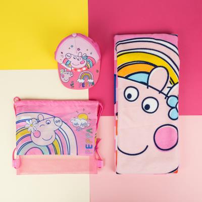 Cerda, PEPPA PIG детсски комплект шапка и плажна кърпа в сак, 2200010144, момиче, розов, многоцветен 2200010144 Cerda, PEPPA PIG детсски комплект шапка и плажна кърпа в сак, 2200010144, момиче, розов, многоцветен 2200010144