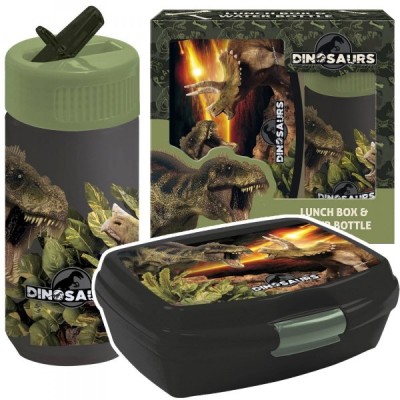 Derform Комплект бутилка и кутия за храна Dinosaur 18, Динозавър, 97746, за момче, черен, многоцветен 97746 Derform Комплект бутилка и кутия за храна Dinosaur 18, Динозавър, 97746, за момче, черен, многоцветен 97746