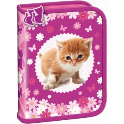 Bambino Premium Ученически несесер с един цип, празен, CAT, коте,606809, за момиче, розов 606809 Bambino Premium Ученически несесер с един цип, празен, CAT, коте,606809, за момиче, розов 606809