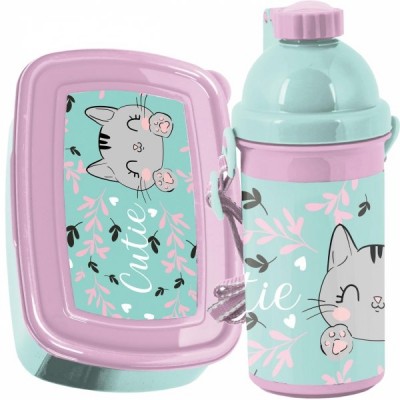 Paso Бутилка за вода CAT, коте, PP21CA-3021, 0.5л. за момиче, зелено и розово PP21CA-3021 Paso Бутилка за вода CAT, коте, PP21CA-3021, 0.5л. за момиче, зелено и розово PP21CA-3021