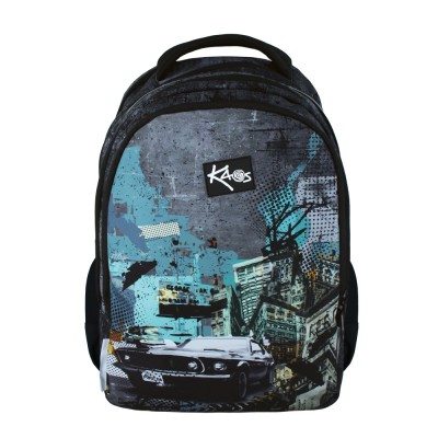Kaos Ученическа раница 2 в 1 Carver, 54174, момче, черна, многоцветна Kaos Ученическа раница 2 в 1 Carver, 54174, момче, черна, многоцветна
