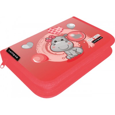 Lizzy Card Ученически несесер с 1 цип Lollipop Thiny Hippo, T 24121363, Празен, момиче, многоцветен
