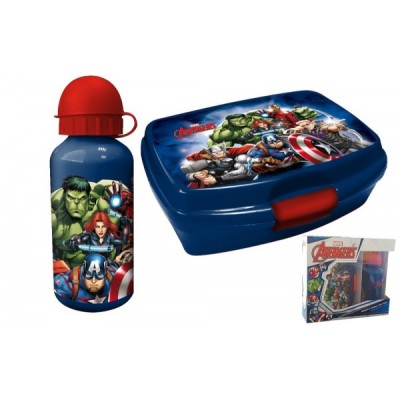 Комплект Алуминиева Бутилка и Кутия за храна Avengers, 44228, за момче, синя 44228