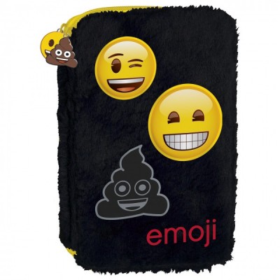EMOJI Плюшен Несесер  2 ципа, празен, 68968, за момиче и момче, черен с жълто 68968