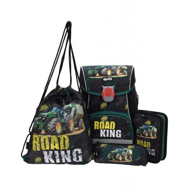 ABC123 Комплект 4 в 1 Ученическа ергономична раница Road King 2023 , 723959, за момче, черно и жълто 723959 ABC123 Комплект 4 в 1 Ученическа ергономична раница Road King 2023 , 723959, за момче, черно и жълто 723959