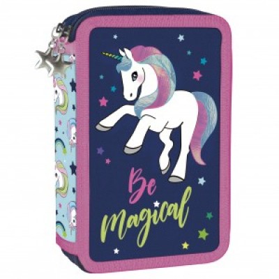 Ученически несесер с 2 ципа, зареден Unicorn Еднорог, код 66407, лилав, многоцветен 66407 Ученически несесер с 2 ципа, зареден Unicorn Еднорог, код 66407, лилав, многоцветен 66407