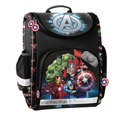 Paso Ученическа ергономична твърда раница, Avengers, AV23DD-524 за момче, черна AV23DD-524