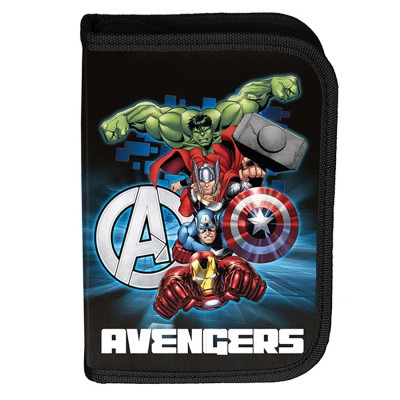 Paso Ученически несесер с 1 цип Avengers , празен, AV23DD-P001BW, за момче, черeн, многоцветeн AV23DD-P001BW Paso Ученически несесер с 1 цип Avengers , празен, AV23DD-P001BW, за момче, черeн, многоцветeн AV23DD-P001BW