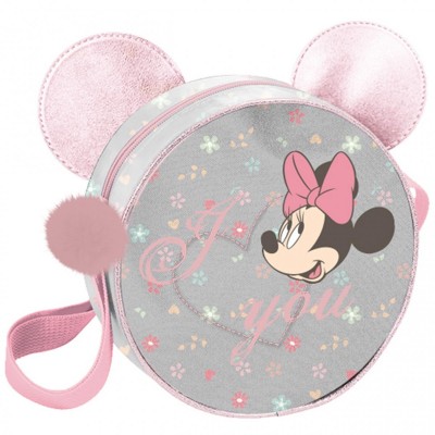 Paso Детска кръгла 3D чантичка MINNIE, Мини Маус, DM22AB-411,  светло сиво и розово, за момиче DM22AB-411