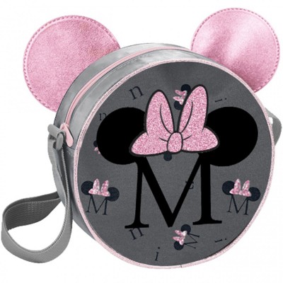 Paso Детска кръгла 3D чантичка MINNIE, Мини Маус, DM22BB-411, сиво и розово, за момиче DM22BB-411