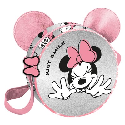 Paso Детска кръгла 3D чантичка MINNIE, Мини Маус, DM22CB-411, светло сиво и розово, за момиче DM22CB-411