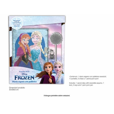 Disney Детски таен дневник FROZEN с пайети и химикалка, FR0825, момиче, многоцветен