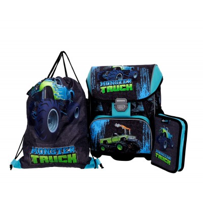 ABC123 Ученическа ергономична раница MONSTER TRUCK Комплект 3 в 1, 8709447, за момче 8709447