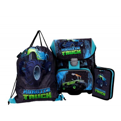 ABC123 Ученическа ергономична раница MONSTER TRUCK Комплект 3 в 1, 8709447, за момче 8709447