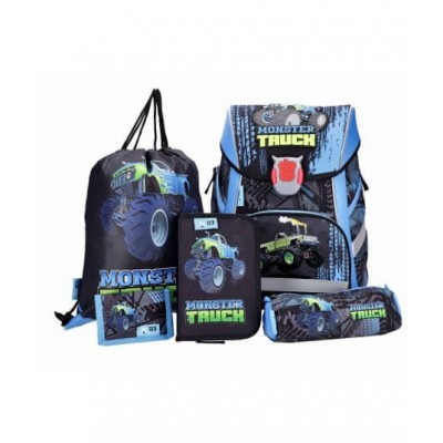 ABC123 Ученическа ергономична раница MONSTER TRUCK Комплект 5 в 1, 831303, за момче 831303 ABC123 Ученическа ергономична раница MONSTER TRUCK Комплект 5 в 1, 831303, за момче 831303