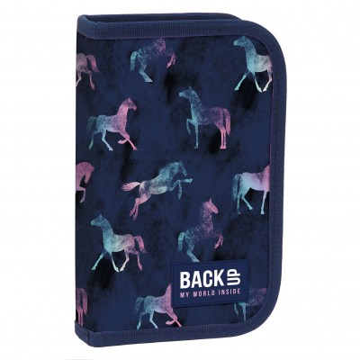 BackUp Ученически несесер Horses / Коне /, 1 цип, зареден, 89031, син, многоцветен. момиче 89031 BackUp Ученически несесер Horses / Коне /, 1 цип, зареден, 89031, син, многоцветен. момиче 89031