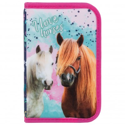 Derform Ученически несесер 1 цип, Horses 23, Коне, празен, 87594, за момиче, многоцветен 87594 Derform Ученически несесер 1 цип, Horses 23, Коне, празен, 87594, за момиче, многоцветен 87594