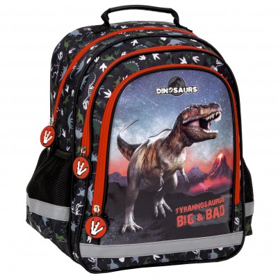 Derform Анатомична Раница DINOSAUR 17, Динозавър, 88041, момче, черно и червено 88041