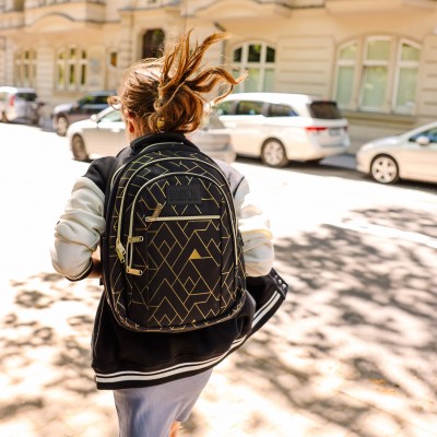 BackUP Ученическа раница Geometric , 6 O 23, 93366, черно и жълто 93366 BackUP Ученическа раница Geometric , 6 O 23, 93366, черно и жълто 93366