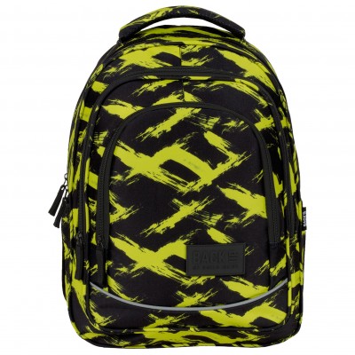 BackUP Ученическа раница Neon, 101382, 6 X 54, черно и жълто 101382 BackUP Ученическа раница Neon, 101382, 6 X 54, черно и жълто 101382