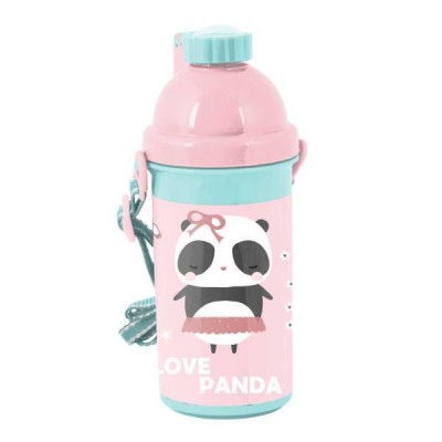 Paso Бутилка за вода с дръжка PANDA, PP22AD-3021, 0.5л. зелено и розово, за момиче PP22AD-3021 Paso Бутилка за вода с дръжка PANDA, PP22AD-3021, 0.5л. зелено и розово, за момиче PP22AD-3021