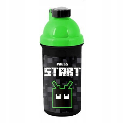 Paso Бутилка за вода Press Start, PP22AM-3021, 0.5л. за момче, черно и зелено PP22AM-3021 Paso Бутилка за вода Press Start, PP22AM-3021, 0.5л. за момче, черно и зелено PP22AM-3021