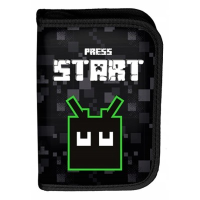 Paso Ученически несесер с 1 цип Press Start , пълен, PP22AM-P001 за момче, черно и зелено PP22AM-P001 Paso Ученически несесер с 1 цип Press Start , пълен, PP22AM-P001 за момче, черно и зелено PP22AM-P001