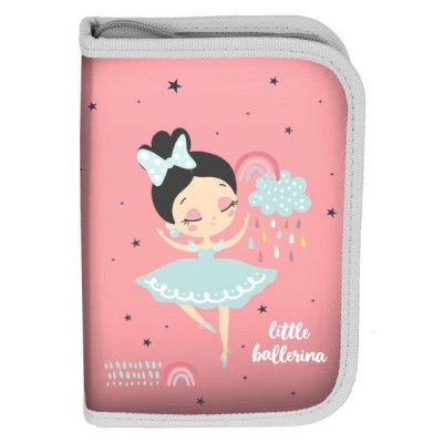 Paso Несесер с 1 цип BALLERINA, празен, PP22BC-001BW, розово и сиво, за момиче PP22BC-3021 Paso Несесер с 1 цип BALLERINA, празен, PP22BC-001BW, розово и сиво, за момиче PP22BC-3021