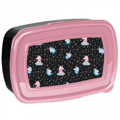 Paso Кутия за храна UNICORN BLACK, PP22UN-3022, 750мл, черно и розово, за момиче PP22UN-3022 Paso Кутия за храна UNICORN BLACK, PP22UN-3022, 750мл, черно и розово, за момиче PP22UN-3022