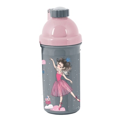 Paso Бутилка за вода с дръжка BALLERINA, Балерина, PP23BA-3021, 0.5л. сиво и розово, за момиче PP23BA-3021