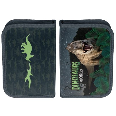 Paso Ученически несесер с 1 цип Dinosaur, Динозавър, пълен, PP23DZ-P001, за момче, в черно и зелено PP23DZ-P001 Paso Ученически несесер с 1 цип Dinosaur, Динозавър, пълен, PP23DZ-P001, за момче, в черно и зелено PP23DZ-P001
