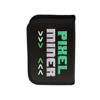 Paso Ученически несесер с 1 цип пълен, Pixel Miner, PP23HL-P001, за момче, в черно и зелено PP23HL-P001 Paso Ученически несесер с 1 цип пълен, Pixel Miner, PP23HL-P001, за момче, в черно и зелено PP23HL-P001