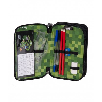 Paso Ученически несесер с 3 ципа Gamer, пълен, PP23XL-023, за момче, черно и зелено PP23XL-023 Paso Ученически несесер с 3 ципа Gamer, пълен, PP23XL-023, за момче, черно и зелено PP23XL-023