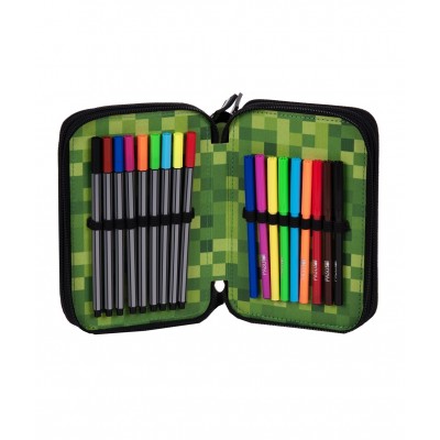 Paso Ученически несесер с 3 ципа Gamer, пълен, PP23XL-023, за момче, черно и зелено PP23XL-023 Paso Ученически несесер с 3 ципа Gamer, пълен, PP23XL-023, за момче, черно и зелено PP23XL-023