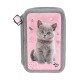 Paso Ученически несесер с 3 ципа CAT, пълен, PP24CT-023, момиче, сиво и розово PP24CT-023