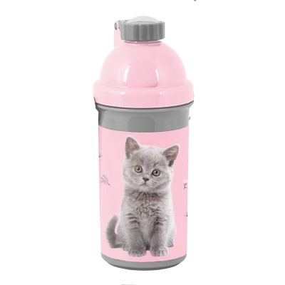 Paso Бутилка за вода CAT, коте, PP24CT-3021, 0.5л., момиче, сиво и розово PP24CT-3021 Paso Бутилка за вода CAT, коте, PP24CT-3021, 0.5л., момиче, сиво и розово PP24CT-3021