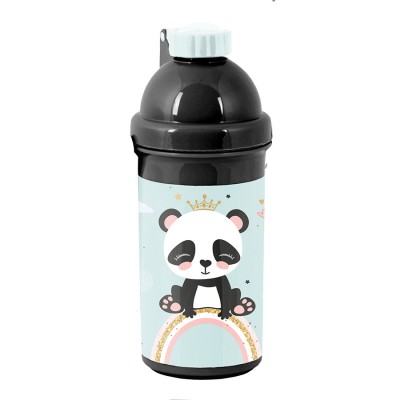 Paso Бутилка за вода с дръжка PANDA Rainbow, PP24PN-3021, 0.5л. , момиче, зелено и черно PP24PN-3021 Paso Бутилка за вода с дръжка PANDA Rainbow, PP24PN-3021, 0.5л. , момиче, зелено и черно PP24PN-3021