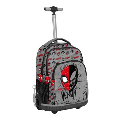 Paso Ученическа раница с колела Venom, 3 отделения SP23BB-671, за момче, сиво и червено SP23BB-671