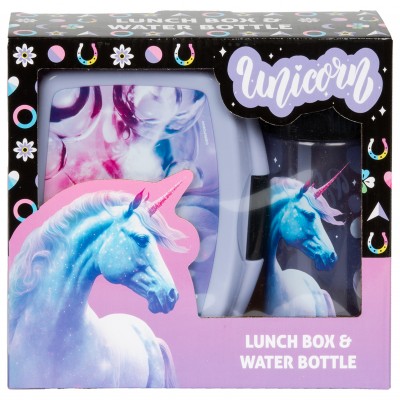 Derform Комплект бутилка и кутия за храна UNICORN 15, 103539, момиче, многоцветен 103539