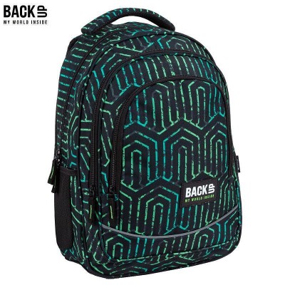 BackUp Ергономична Ученическа раница Аntique Green, 89376, черно и зелено 89376 BackUp Ергономична Ученическа раница Аntique Green, 89376, черно и зелено 89376