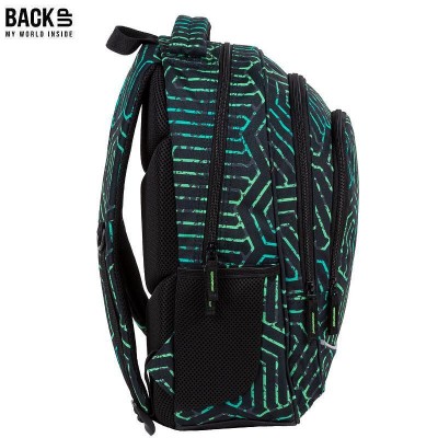 BackUp Ергономична Ученическа раница Аntique Green, 89376, черно и зелено 89376 BackUp Ергономична Ученическа раница Аntique Green, 89376, черно и зелено 89376