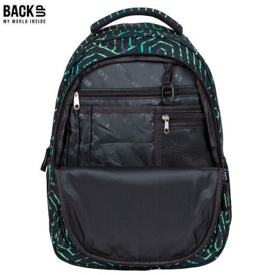 BackUp Ергономична Ученическа раница Аntique Green, 89376, черно и зелено 89376 BackUp Ергономична Ученическа раница Аntique Green, 89376, черно и зелено 89376