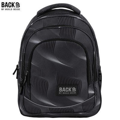 BackUp Ергономична Ученическа раница Waves, 89444, черна 89444 BackUp Ергономична Ученическа раница Waves, 89444, черна 89444