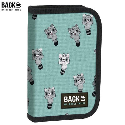 BackUp Ученически несесер Raccoon, Енот с 1 цип, зареден, 88980, зелен, момиче 88980 BackUp Ученически несесер Raccoon, Енот с 1 цип, зареден, 88980, зелен, момиче 88980