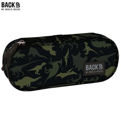 BackUp Ученически несесер, овален Dinosaur, 88348, черно и зелено 88348 BackUp Ученически несесер, овален Dinosaur, 88348, черно и зелено 88348