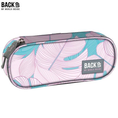 BackUp Ученически несесер, овален Leaves, 88546, многоцветен 88546 BackUp Ученически несесер, овален Leaves, 88546, многоцветен 88546